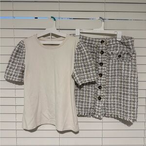 Ann Taylor plaid shirt and Skirt Set